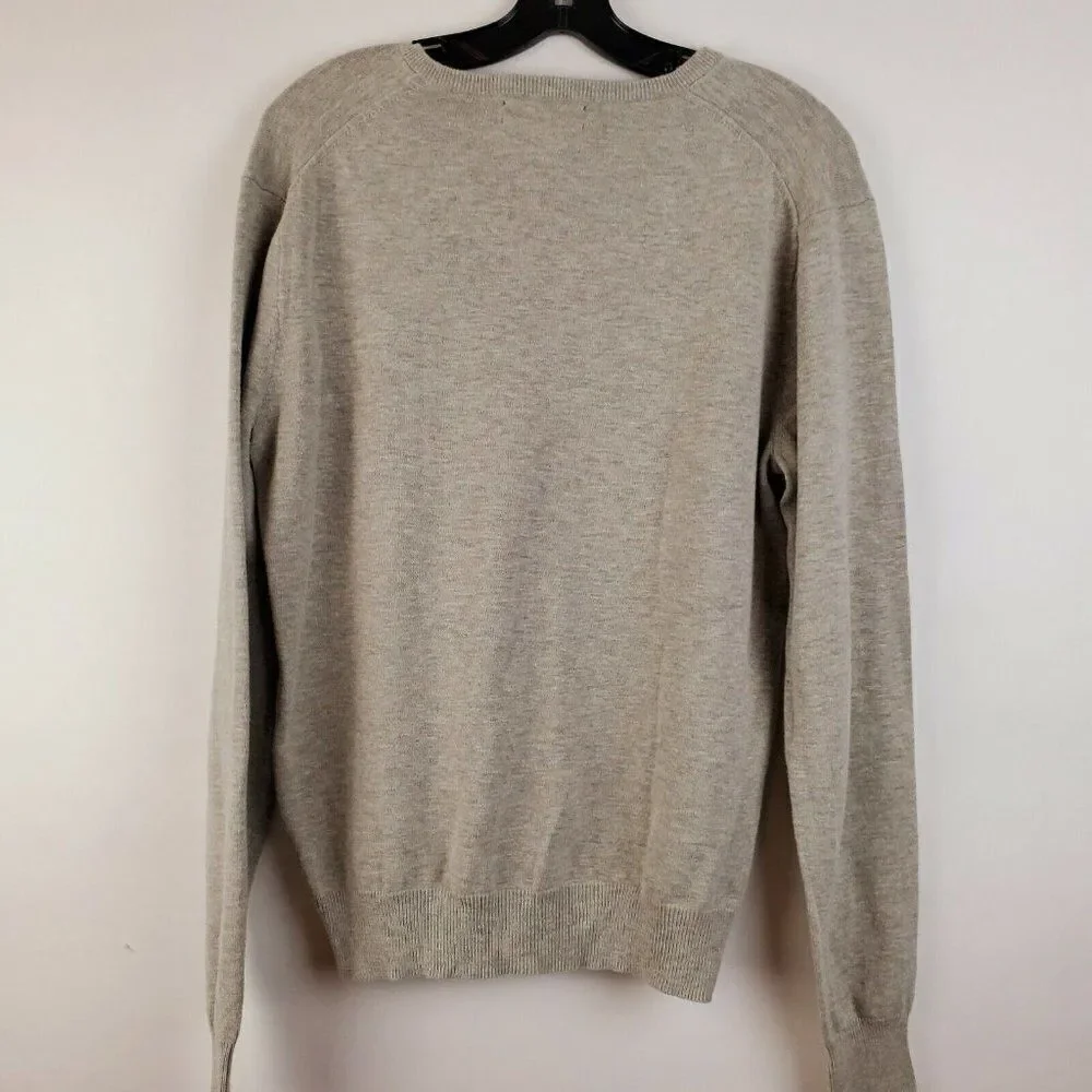 J Crew Men's V-Neck Sweater Gray 100% Cotton Size‎ M